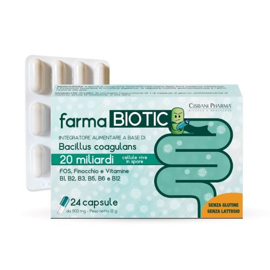 Farmabiotic - fermenti lattici probiotici e prebiotici con 20 miliardi di UFC - 24 Capsule