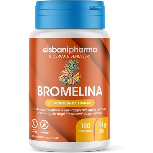 Bromelina Cisbani Pharma - Integratore Alimentare a Base di Bromelina da Ananas per il contrasto della cellulite - 180 Compresse