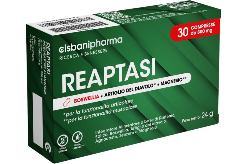 Reaptasi 30 compresse da 800mg - integratore Artiglio del diavolo, Partenio, Salice e Boswellia contro gli stati di tensione muscolare 
