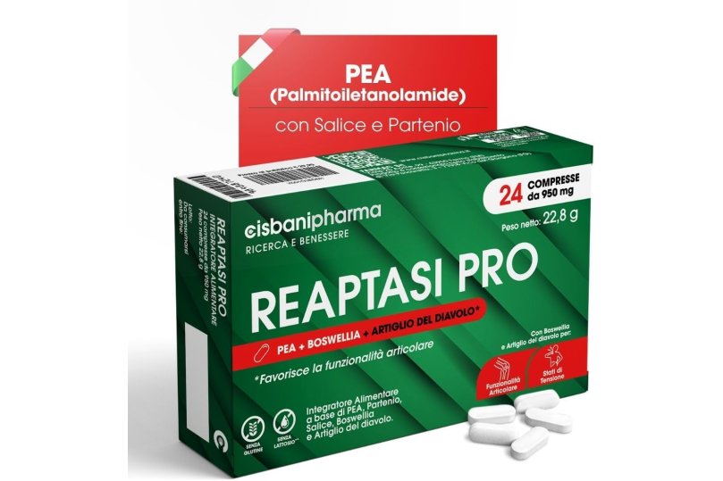Reaptasi Pro 24 compresse -  integratore PEA, Artiglio del diavolo, Boswellia e Partenio per stati idi tensione muscolare e funzionalità articolare