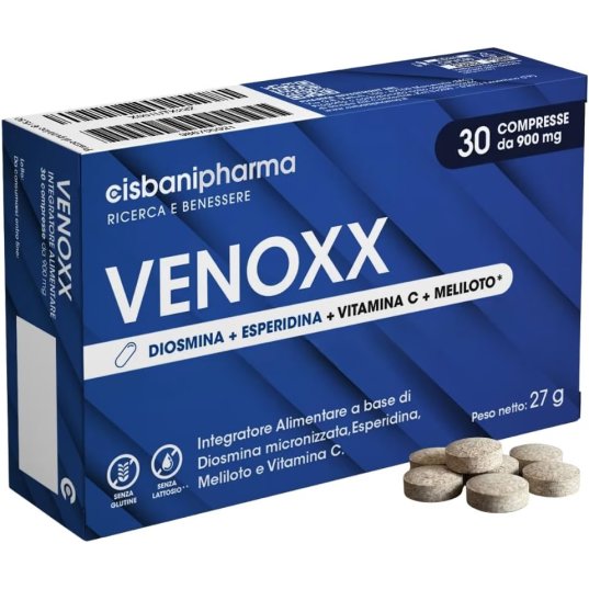 Venoxx 30 compresse - integratore a base di Diosmina, Esperidina Meliloto e Vitamina C per la funzionalità della circolazione venosa e del plesso emorroidario
