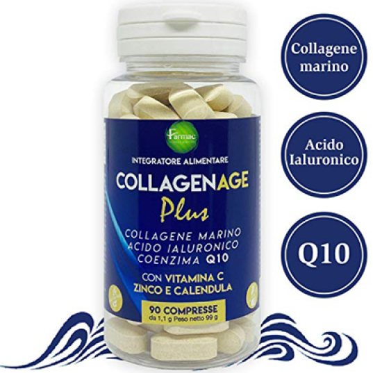 Collagenage Plus - collagene con Acido Ialuronico e Coenzima Q10 -  90 compresse